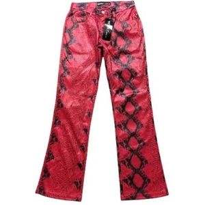 Red and Black Snakskin Faux Leather Pants Size Small Worn Once